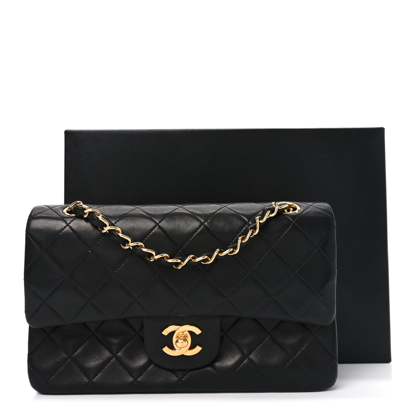 Lambskin Quilted Small Double Flap Black