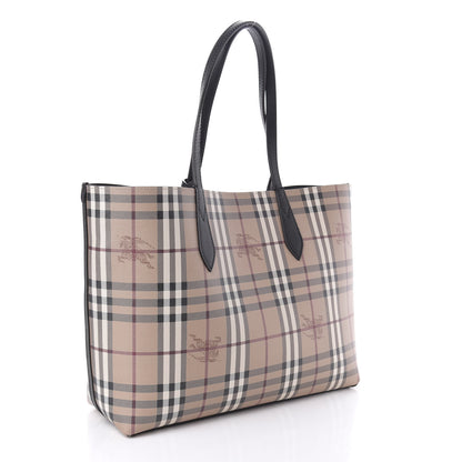 Burberry Grainy Calfskin Haymarket Check Medium Reversible Tote Black 6 of 14