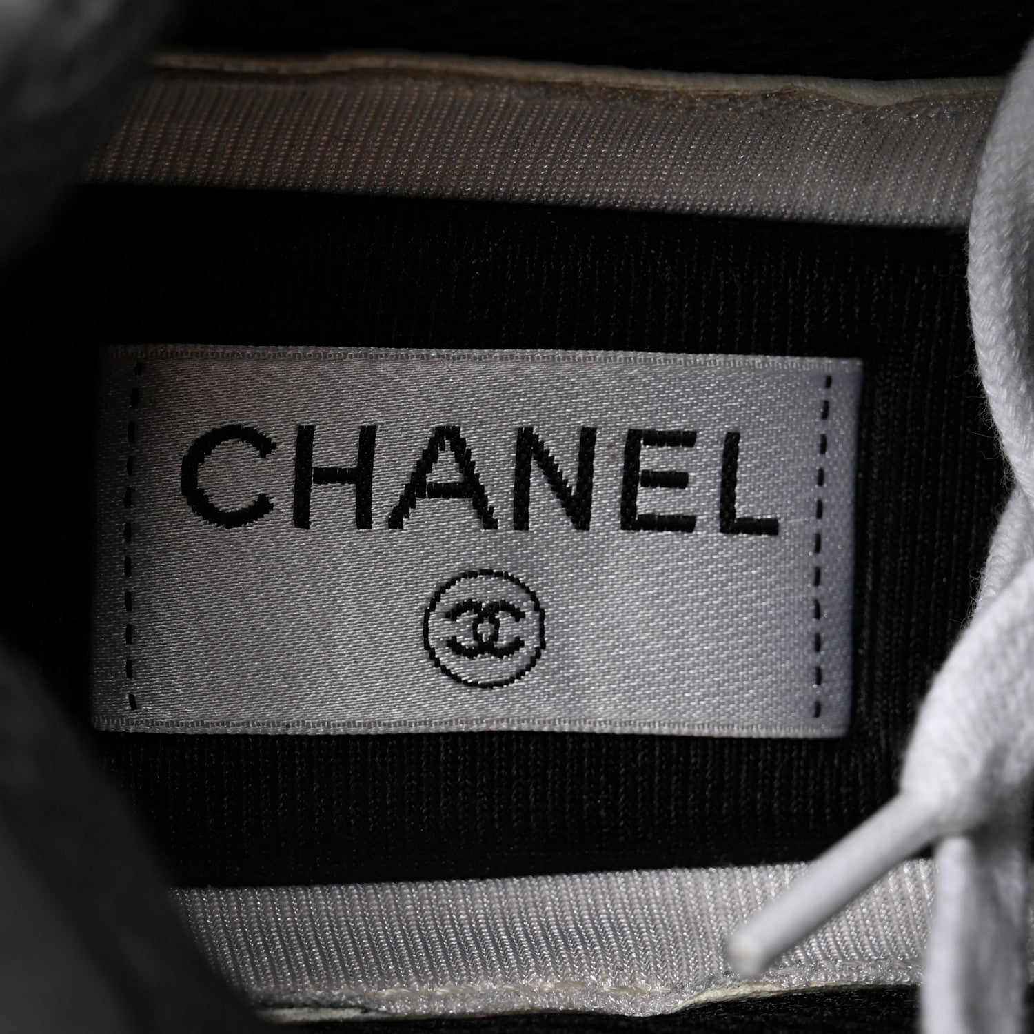 Chanel Mesh Suede Calfskin Grained Calfskin Womens CC Sneakers 37 White Black 6 of 10