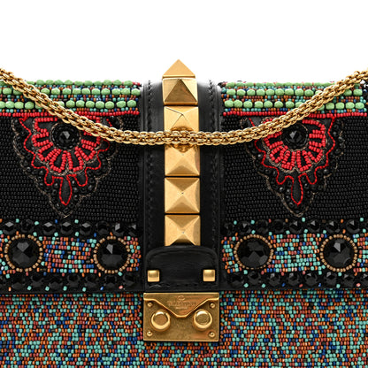 Valentino Garavani Vitello Beaded Medium Glam Lock Rockstud Flap Black 7 of 13