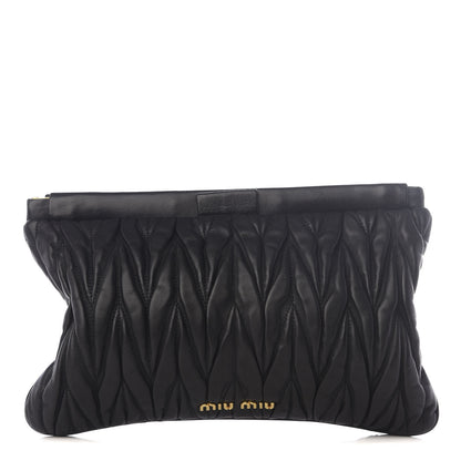 Miu Miu Nappa Matelasse Crossbody Clutch Black 1 of 8