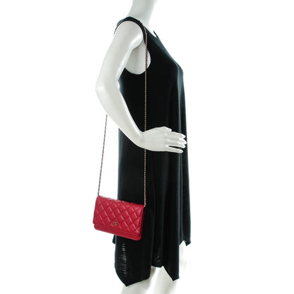 Chanel Caviar Quilted Wallet On Chain WOC Dark Pink 2 of 8