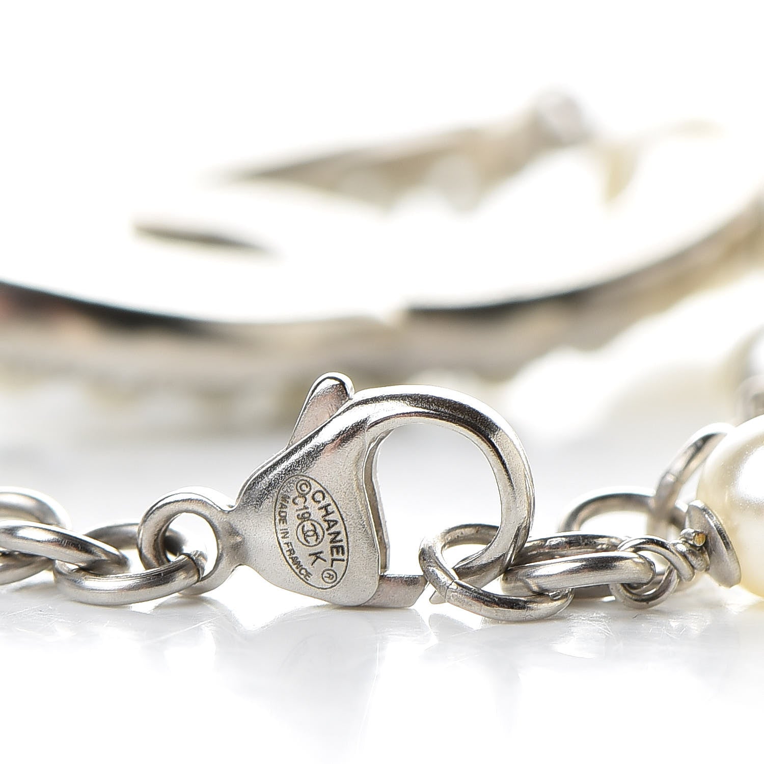 Chanel Pearl Crystal CC Bracelet Silver 4 of 4