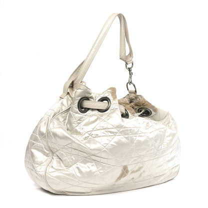 Christian Dior Nylon Cannage Drawstring Bag White 2 of 12