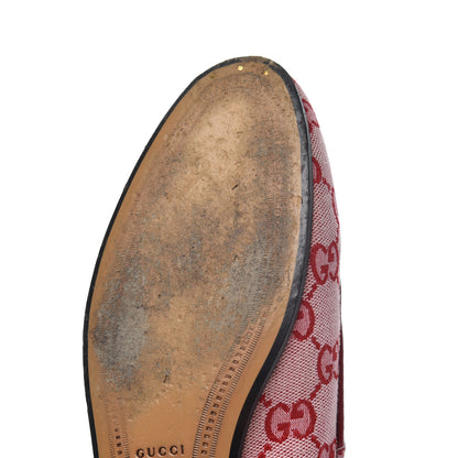 Gucci Canvas GG Monogram Horsebit Womens Jordaan Loafers 36.5 Gardenia Hibiscus Red 10 of 15