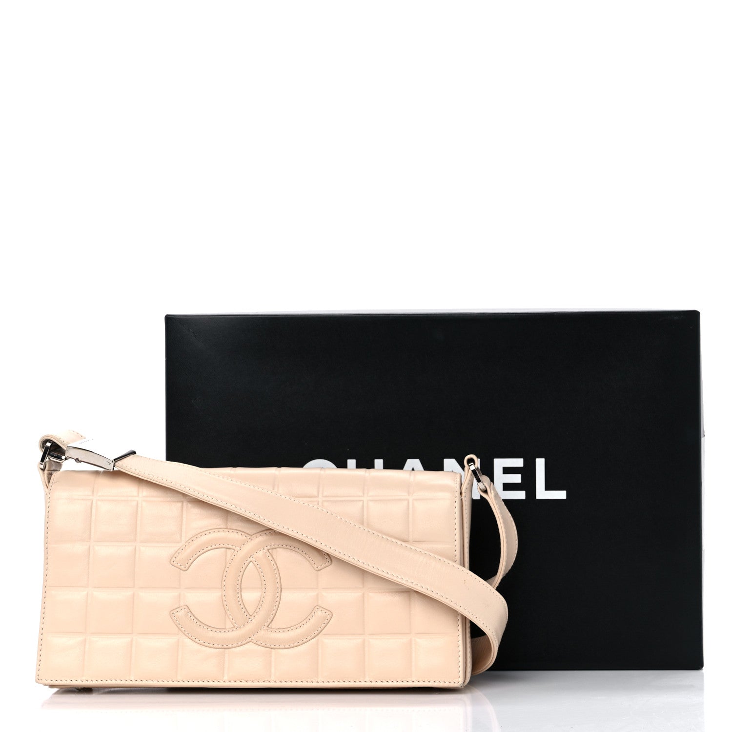 Chanel Lambskin Quilted CC Chocolate Bar Flap Beige 13 of 13