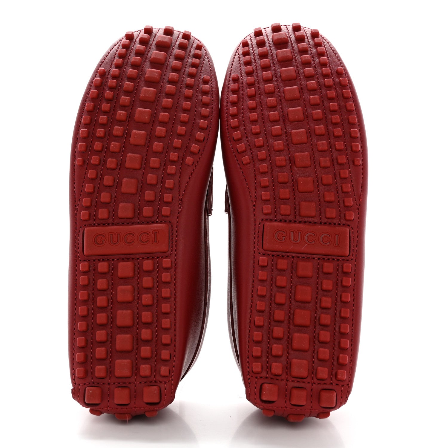 Gucci Clove Calfskin Monochrome Mens Interlocking G Driver Loafers 9.5 Red 6 of 12