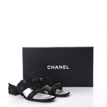 Chanel Tweed Gripoix Embellished Slides 38 Black 12 of 12