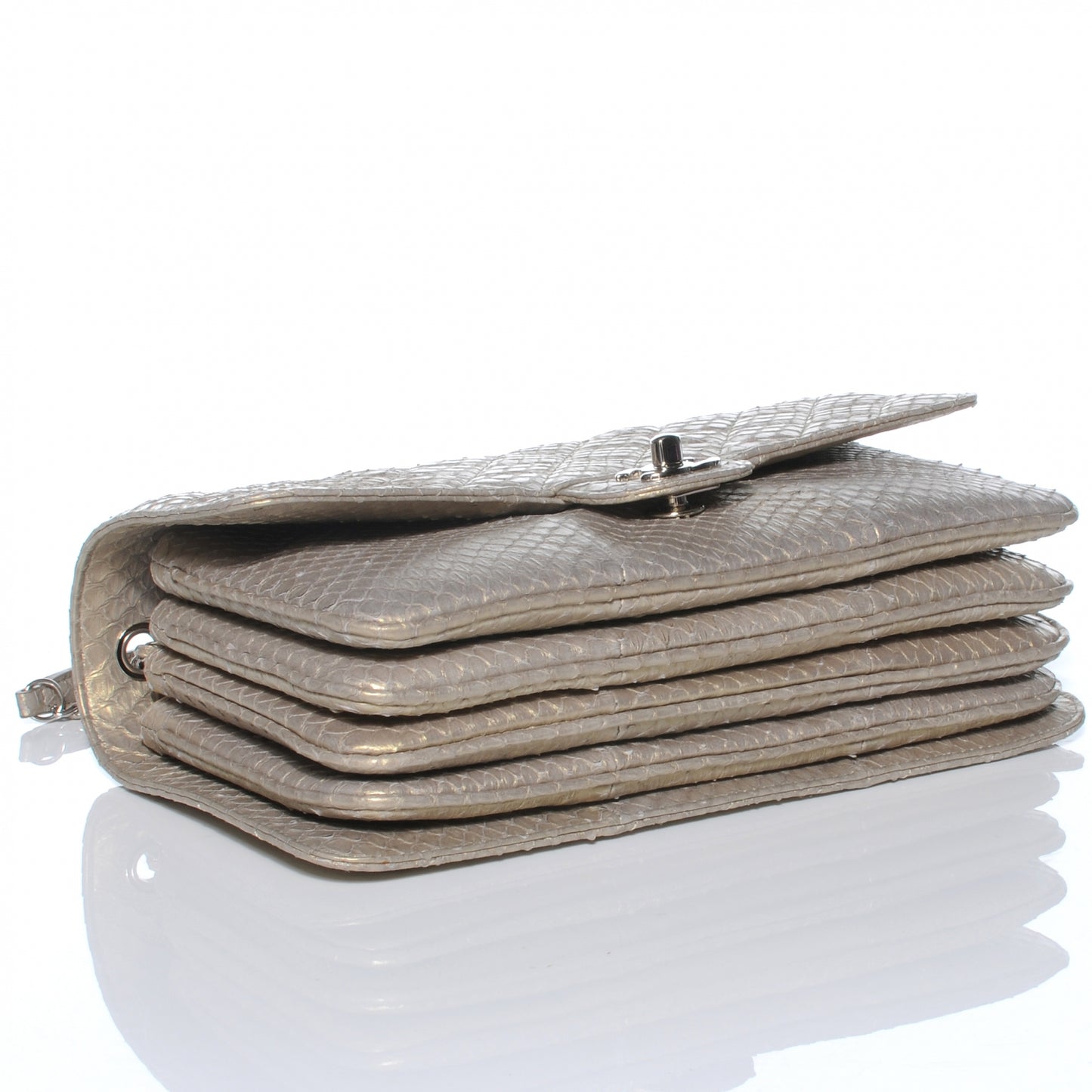 Iridescent Python Quilted Medium Clam Pocket Flap