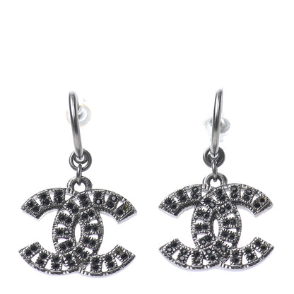 Chanel Crystal CC Drop Earrings Ruthenium 1 of 4
