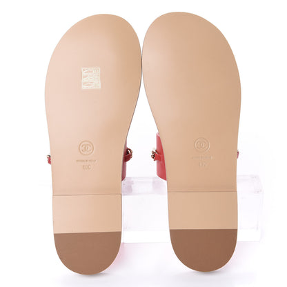 Chanel Calfskin Chain CC Sandals 40 Red 7 of 14