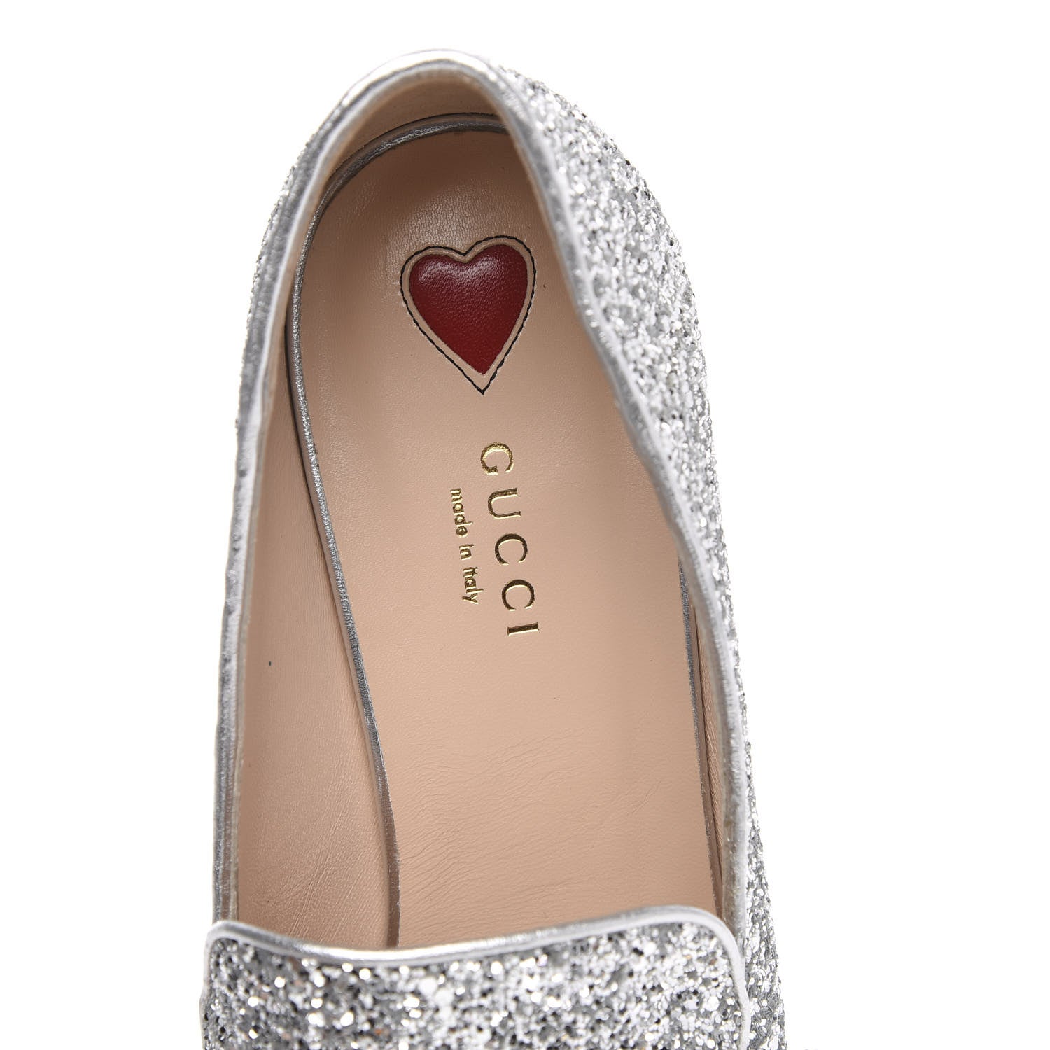 Gucci Glitter Web Peyton Loafers 40.5 Silver 6 of 9