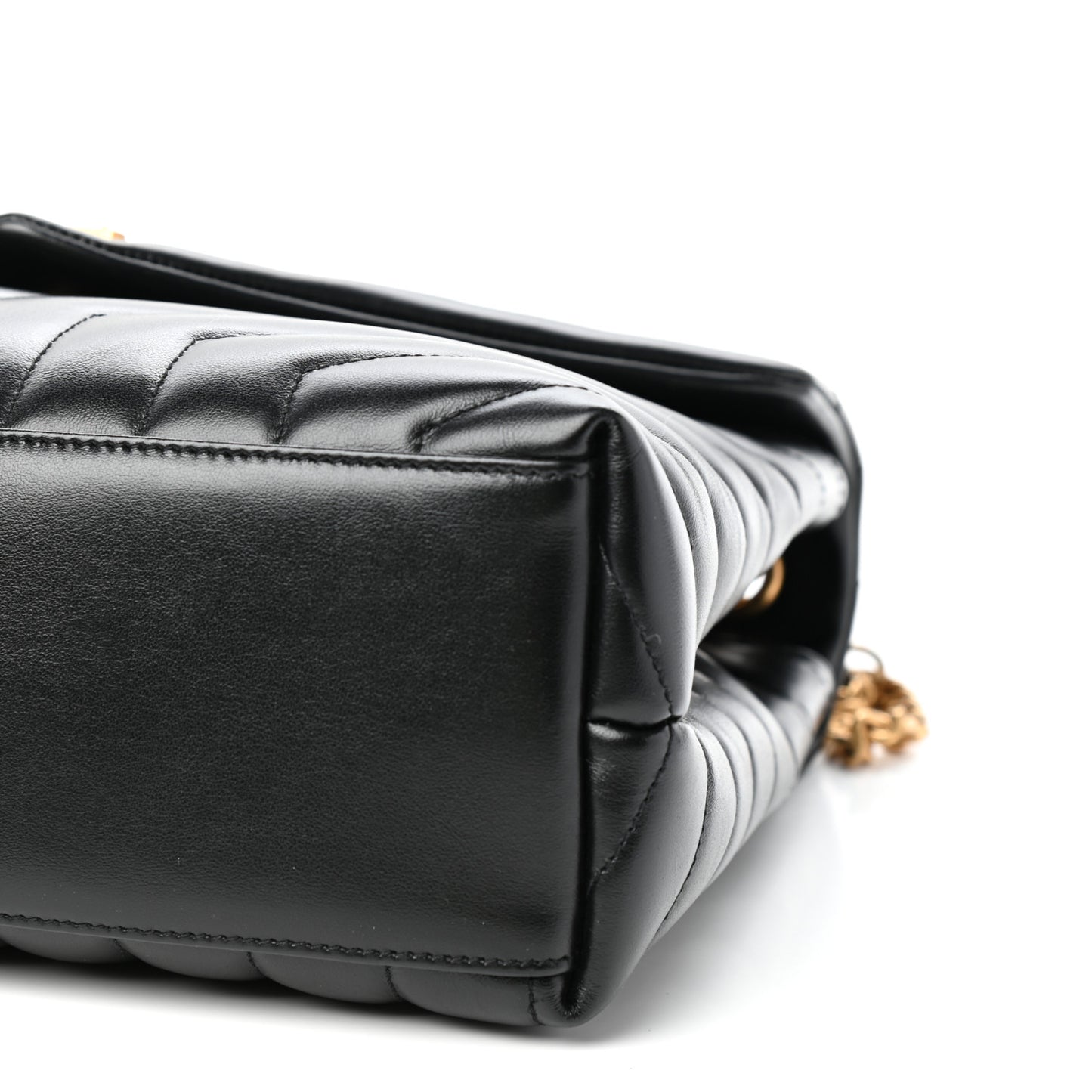 Calfskin Y Quilted Monogram Medium Loulou Chain Satchel Black