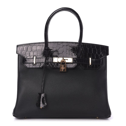 Hermes Taurillon Novillo Shiny Niloticus Crocodile Birkin Touch 30 Black 1 of 32