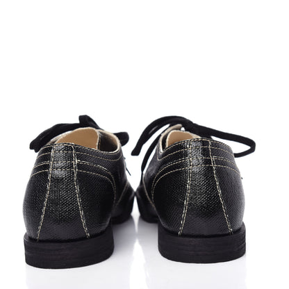Chanel Coated Canvas Lace Up Cap Toe Sneakers 36 Black 7 of 10