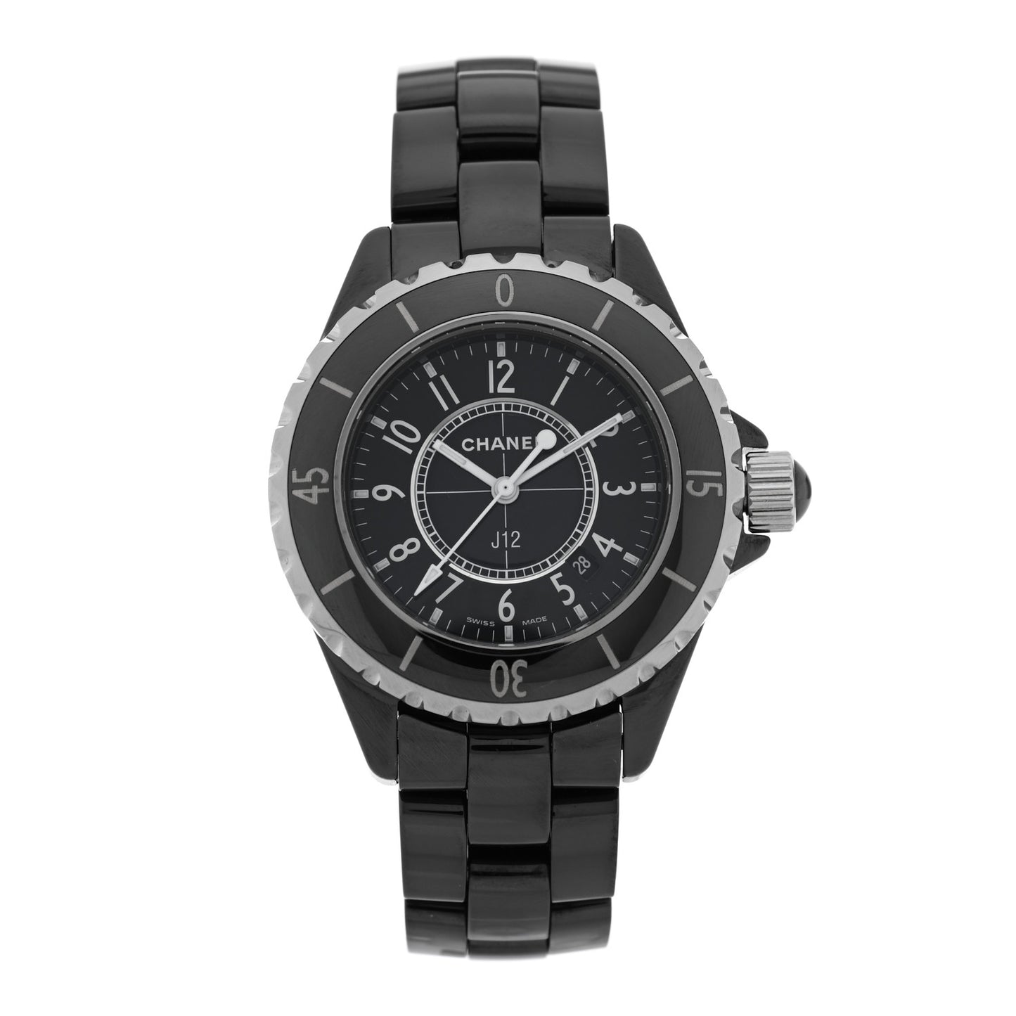 Stainless Steel Ceramic 33mm J12 Quartz Watch Black
