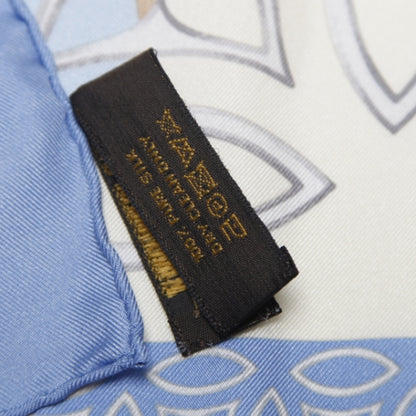 Louis Vuitton Silk Champs Elysees Scarf Blue 7 of 7