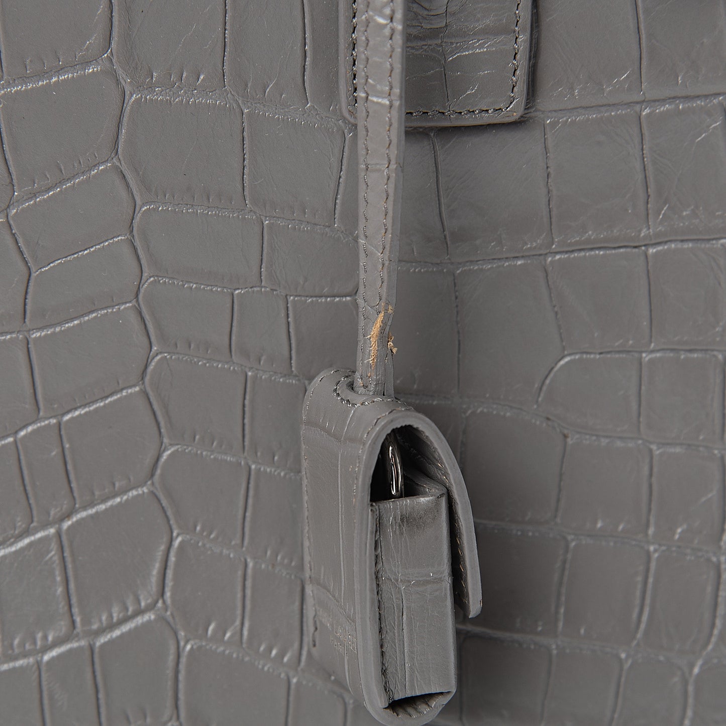 Calfskin Crocodile Embossed Baby Sac De Jour Fog