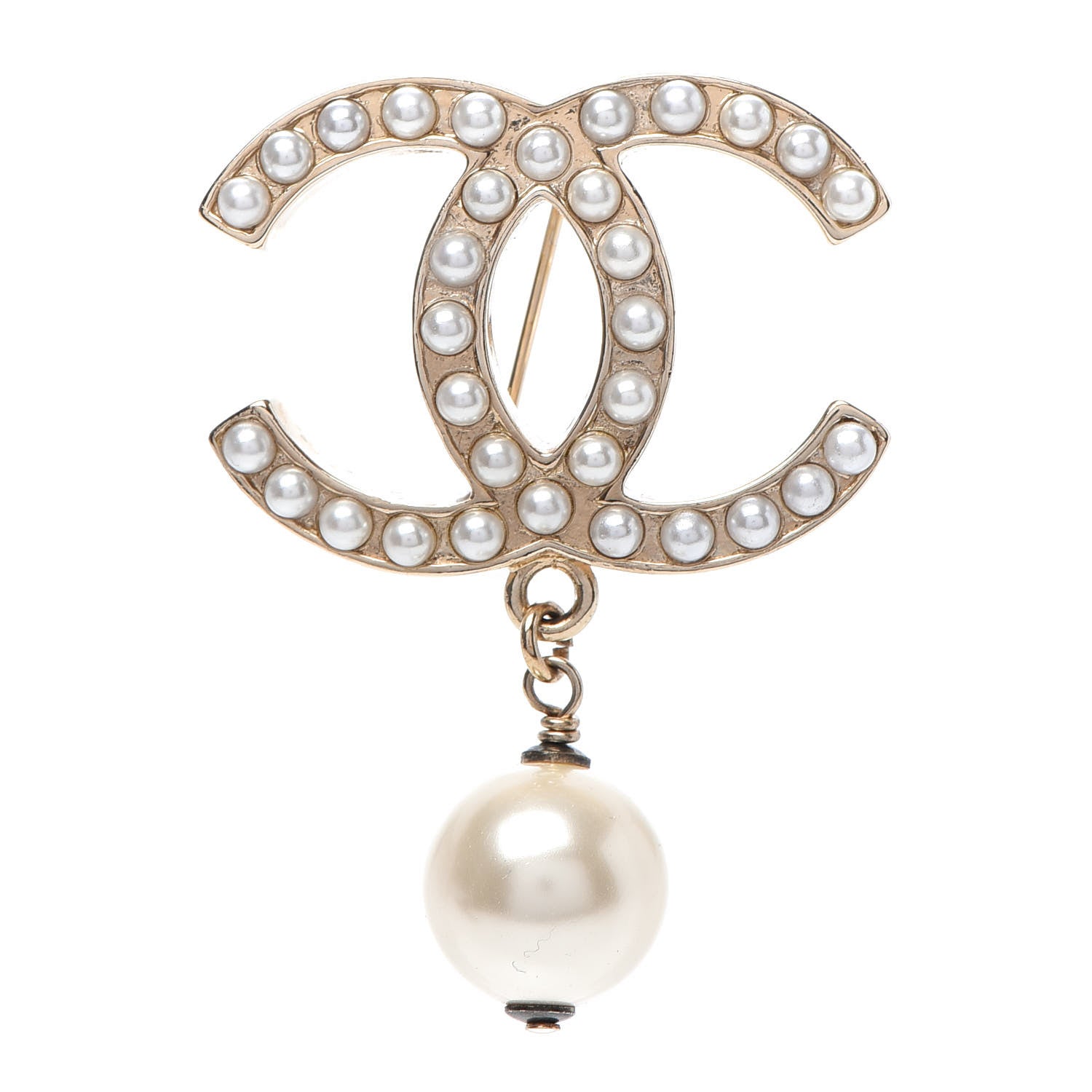 Chanel Pearl CC Drop Brooch Gold 1 of 4