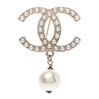 Chanel Pearl CC Drop Brooch Gold 1 of 4