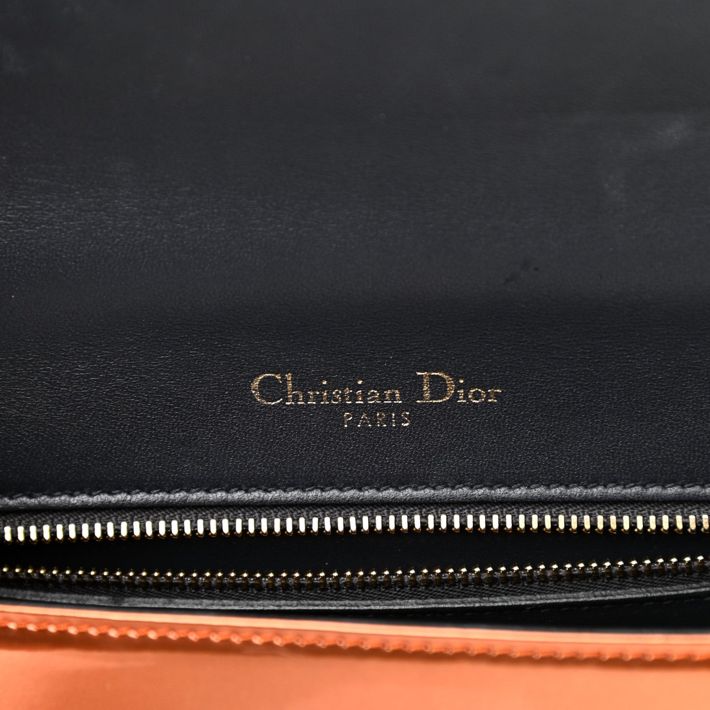 Metallic Patent Micro-Cannage Small Diorama Flap Bag Orange
