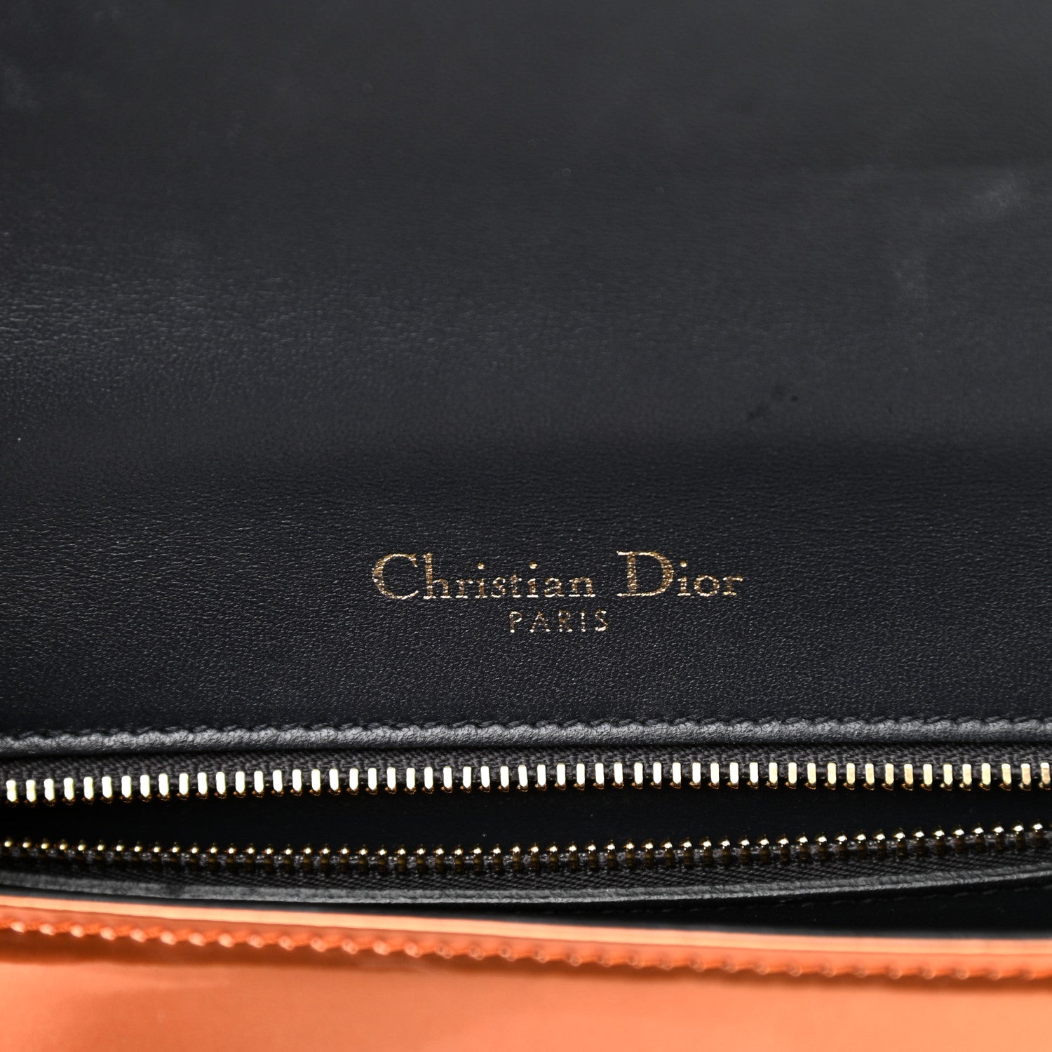 Christian Dior Metallic Patent Micro-Cannage Small Diorama Flap Bag Orange 6 of 11