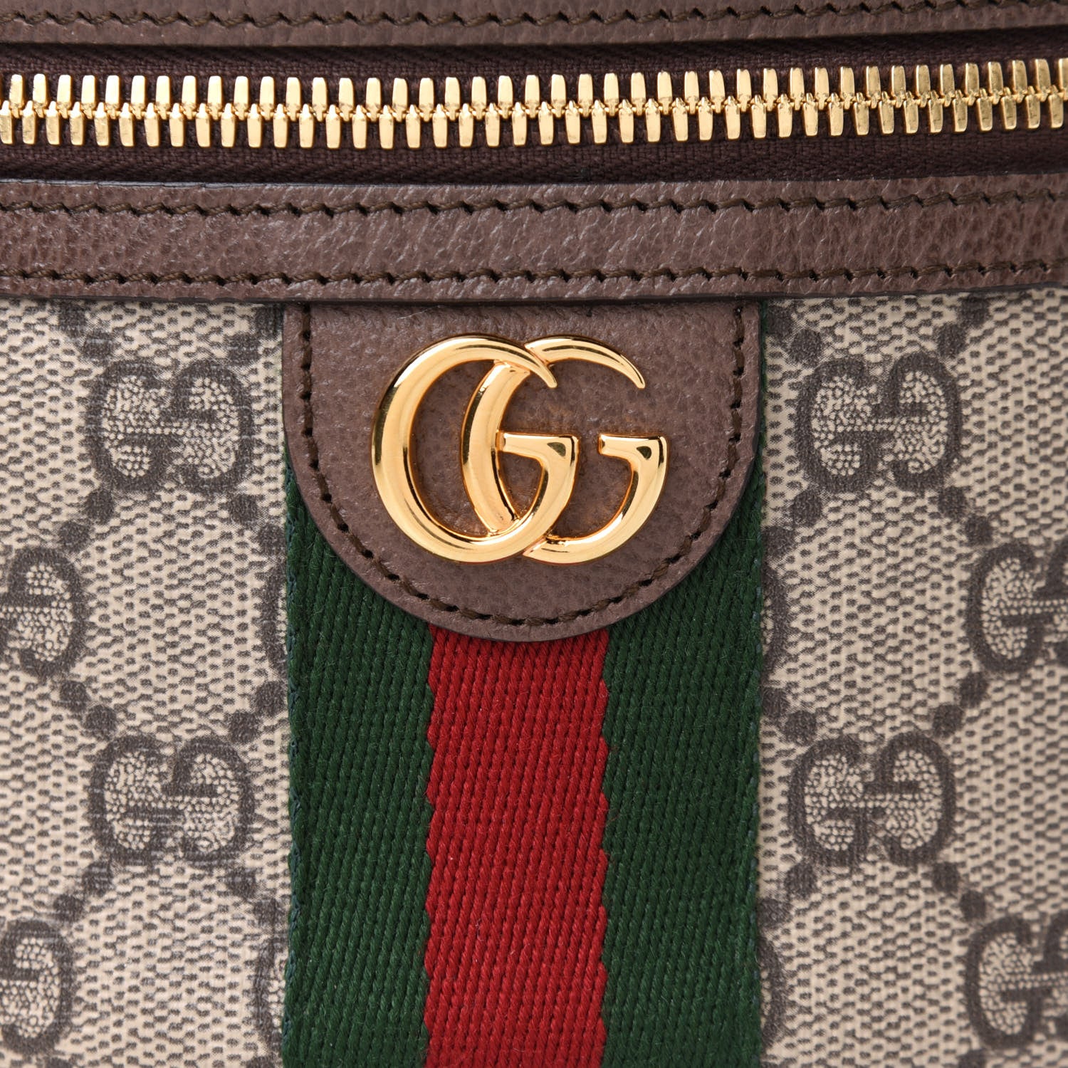 Gucci GG Supreme Monogram Textured Calfskin Web Ophidia Vanity Cosmetic Case Beige Ebony New Acero 8 of 9