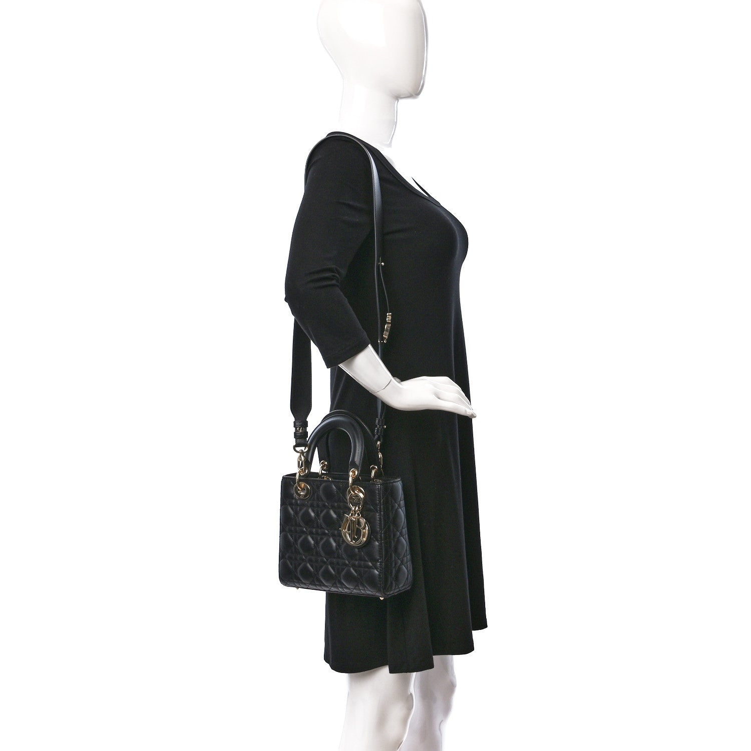 Christian Dior Lambskin Cannage Small My ABCDior Lady Dior Black 3 of 8
