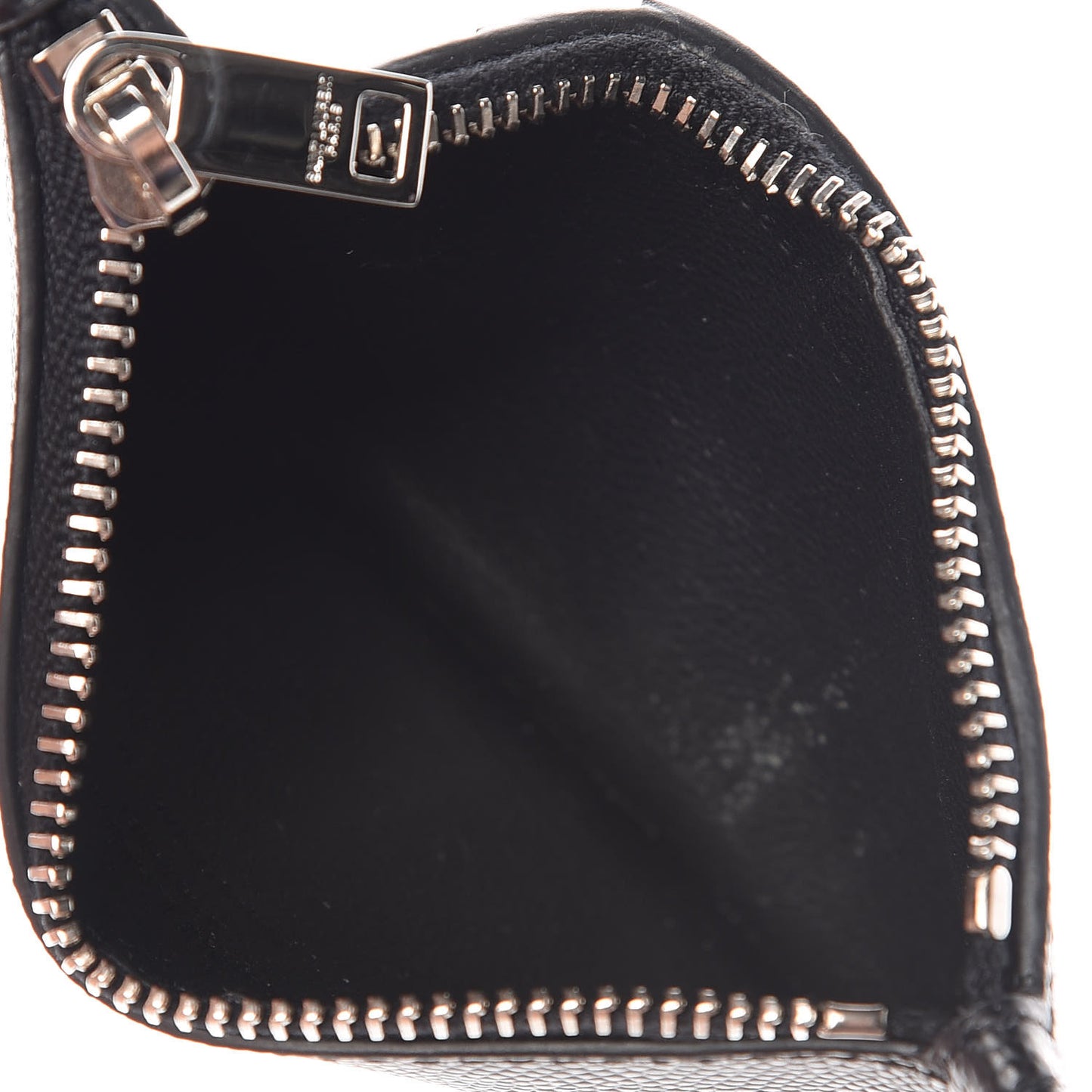 Grained Calfskin 5 Fragments Zip Pouch Card Holder Black