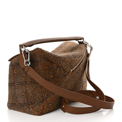 Loewe Brushed Suede Tartan Large Puzzle Bag Tan 3 of 11
