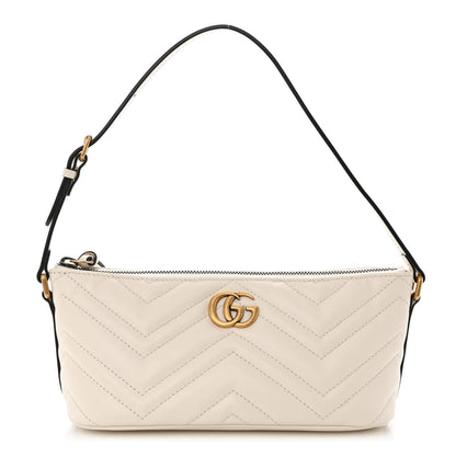 Gucci Calfskin Matelasse Chevron GG Marmont Sling Shoulder Bag Mystic White 1 of 10