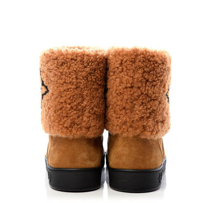 Louis Vuitton Suede Calfskin Shearling Snowdrop Flat Ankle Boot 40 Cognac 7 of 10