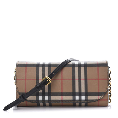 Burberry Vintage Check Henley Wallet On Chain Black 1 of 10