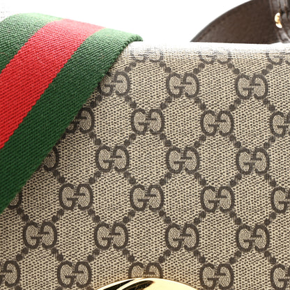 Gucci GG Supreme Monogram Textured Dollar Calfskin Web Medium Blondie Top Handle Shoulder Flap Bag Beige Ebony New Acero 9 of 11