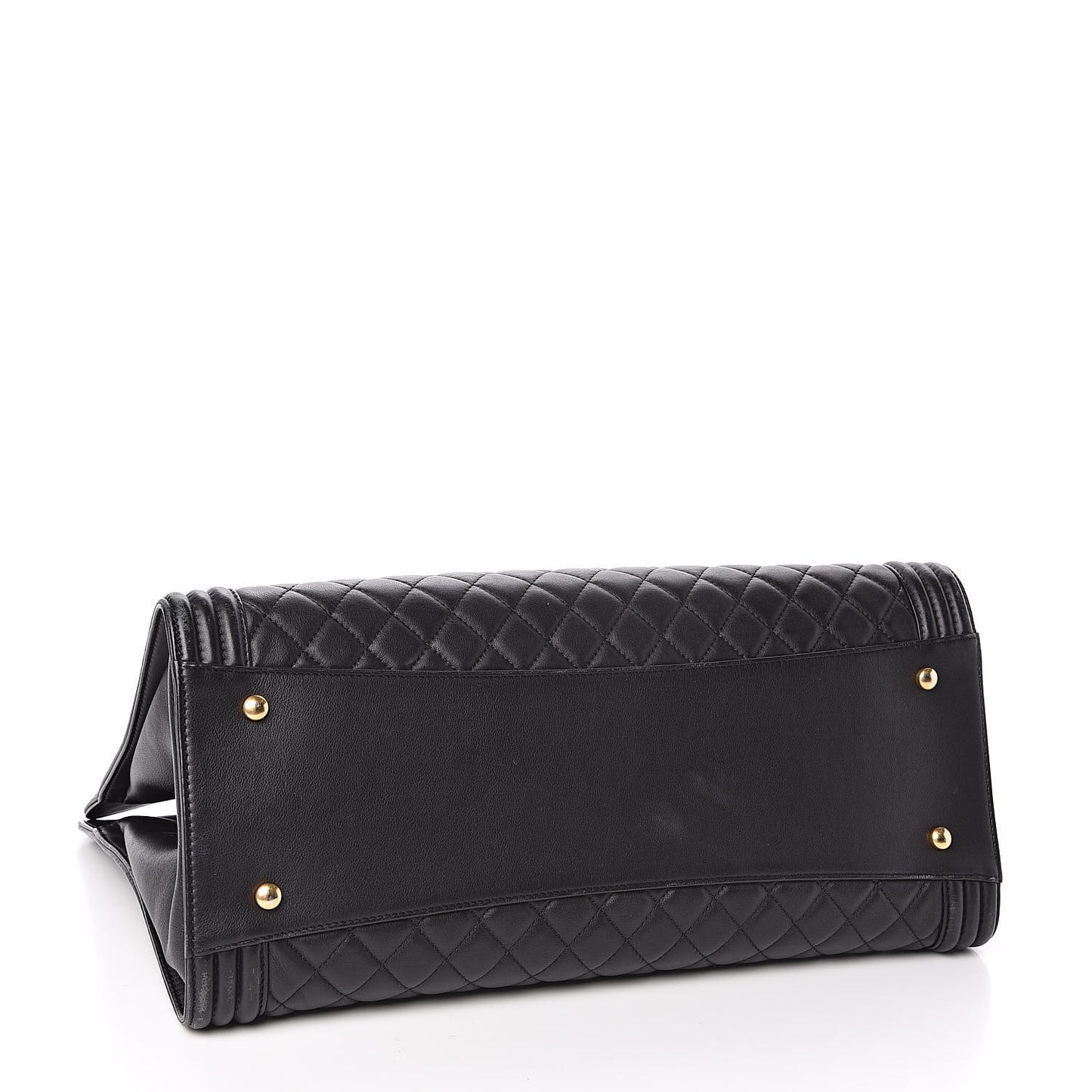 Lambskin Quilted Boy Shopping Tote Black
