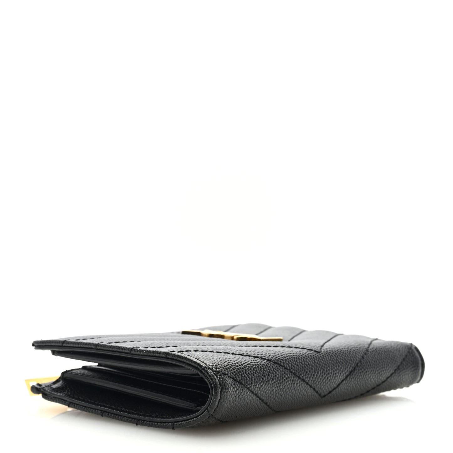 Grain De Poudre Matelasse Chevron Monogram Zipped Two-Part Wallet Black