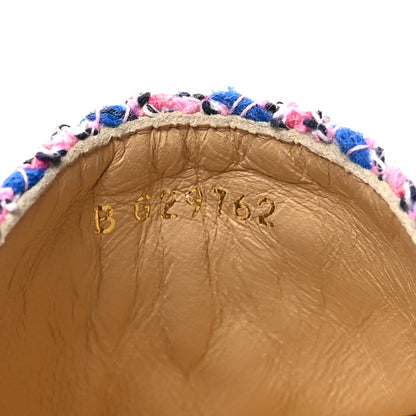 Chanel Tweed Grosgrain CC Espadrilles 40 Blue Pink Black White 6 of 9