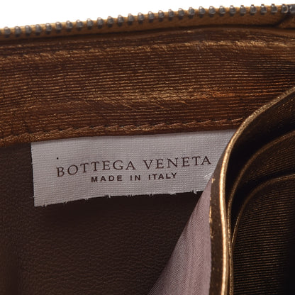 Bottega Veneta Metallic Grosgrain Intrecciato Zip Around Wallet Dark Gold 9 of 11