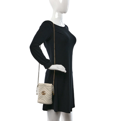 Gucci Calfskin Matelasse Mini GG Marmont 2.0 Bucket Bag White 2 of 9