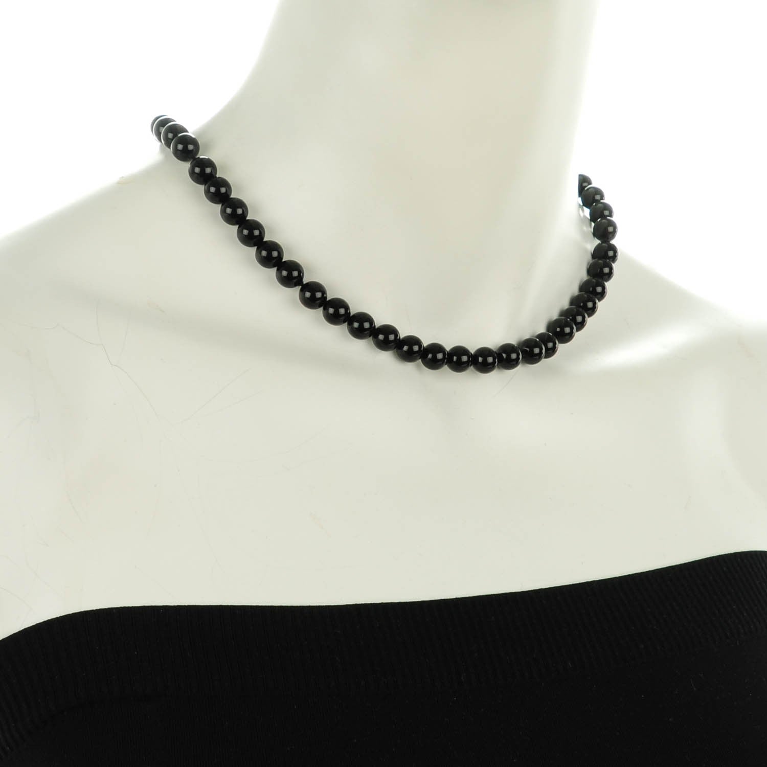 Tiffany Sterling Silver Black Onyx Bead Toggle Necklace 2 of 4