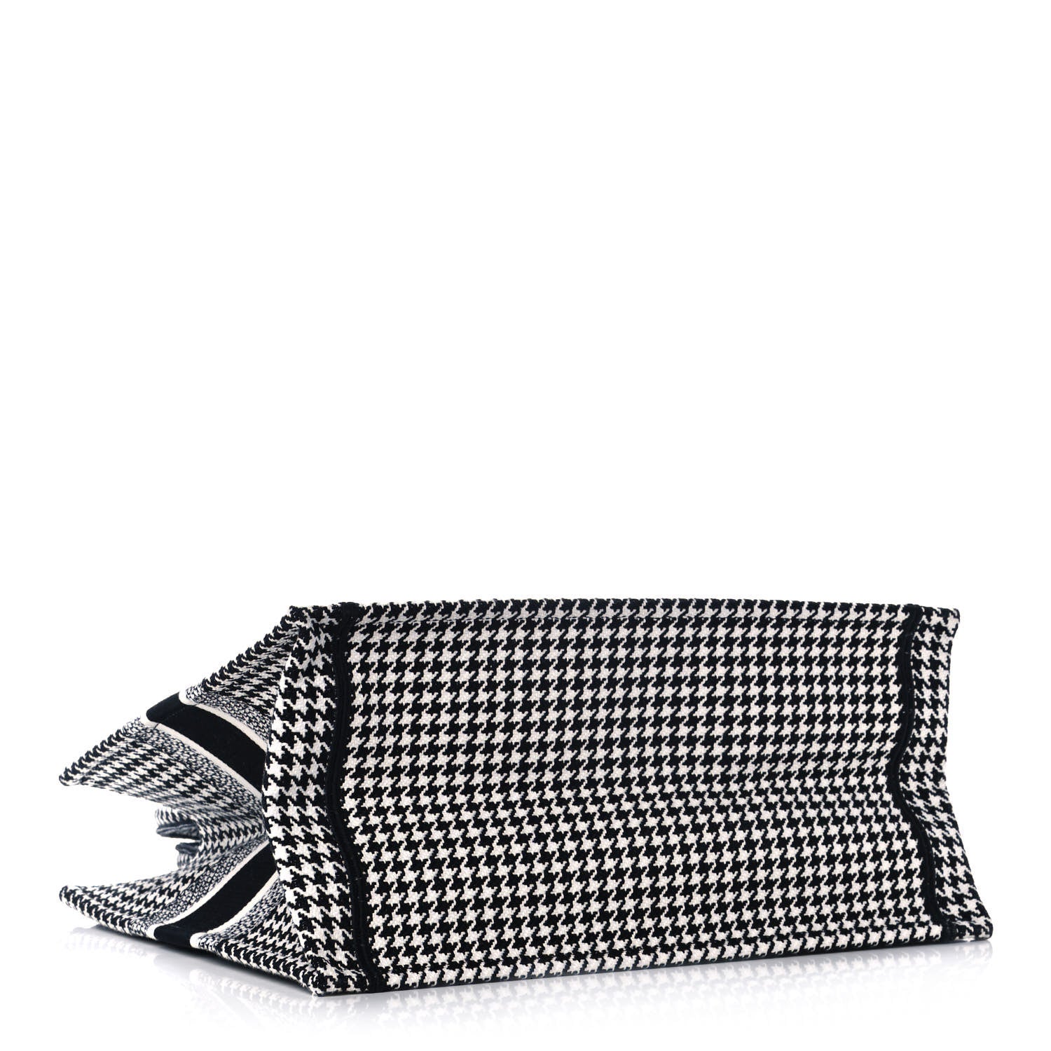 Christian Dior Canvas Houndstooth Embroidered Medium Book Tote Black White 4 of 11