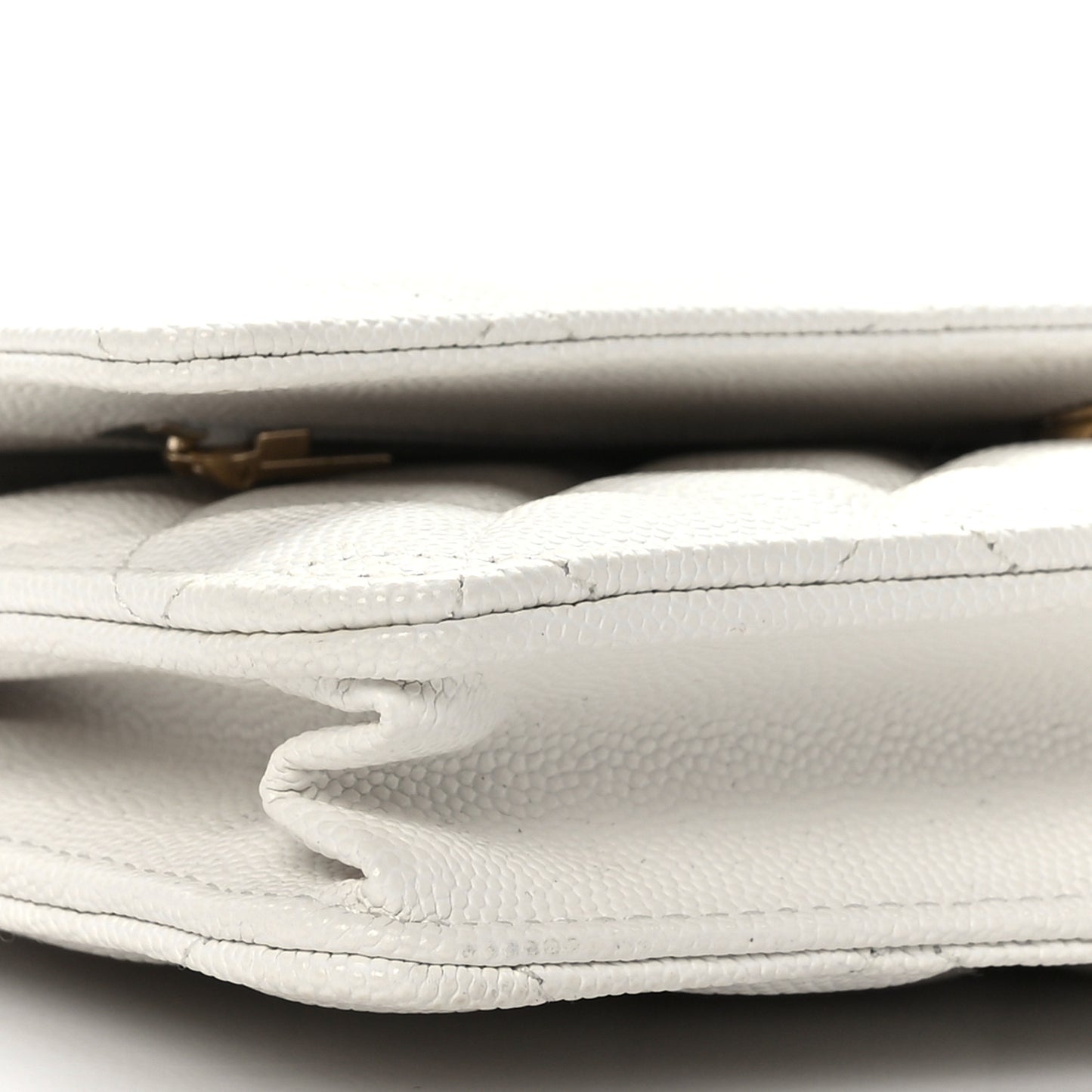 Caviar Quilted Wallet On Chain WOC White