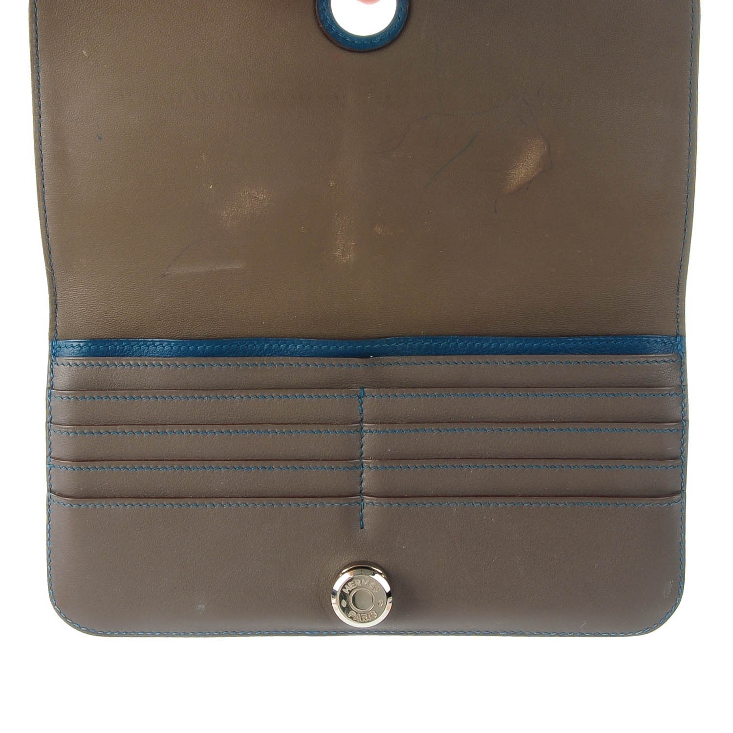 Hermes Swift Dogon Recto Verso Bi-Color Wallet Etain Bleu Thalassa 5 of 7