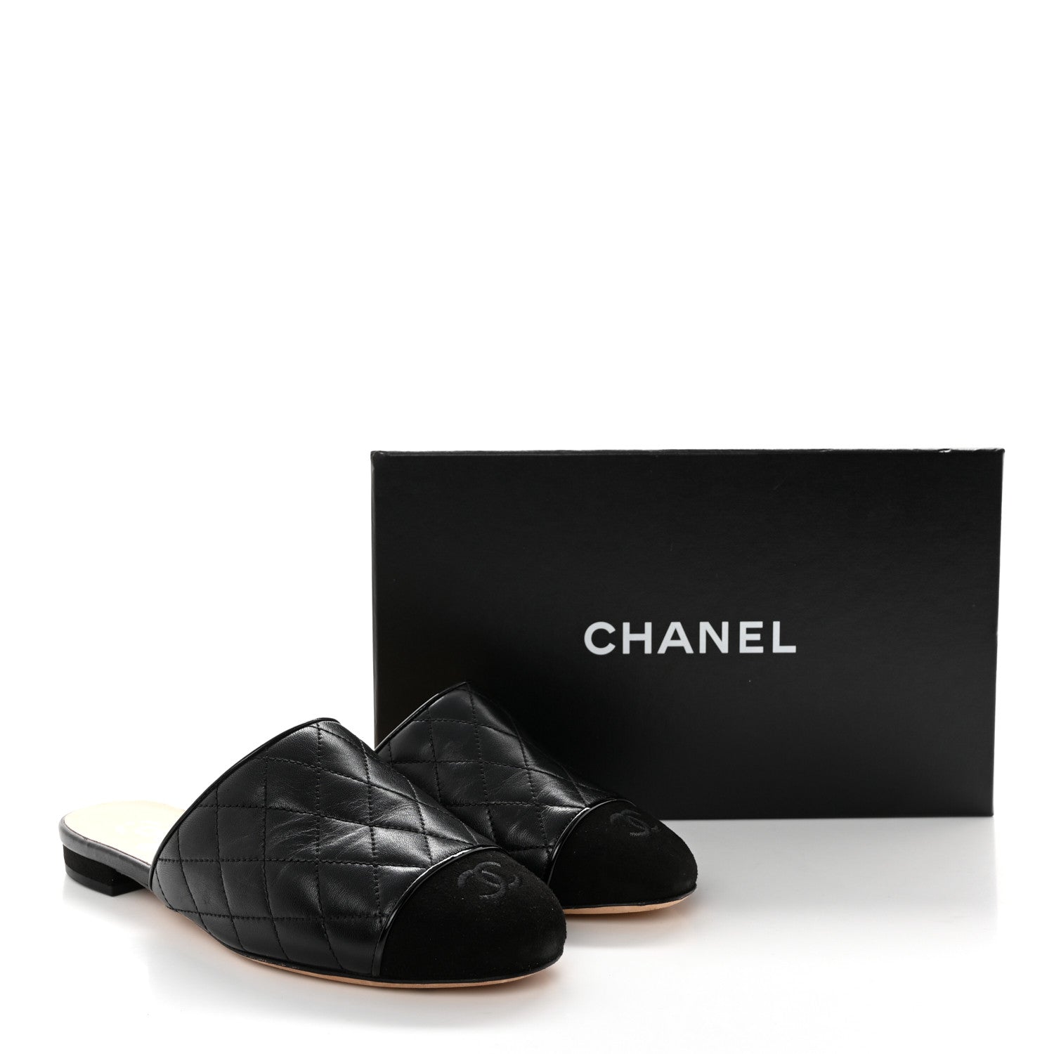 Chanel Lambskin Kid Suede Quilted Mules 37.5 Black 12 of 12