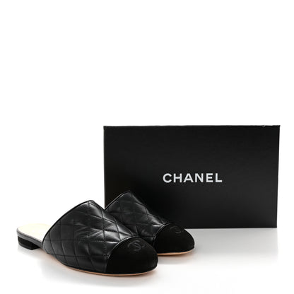 Chanel Lambskin Kid Suede Quilted Mules 37.5 Black 12 of 12