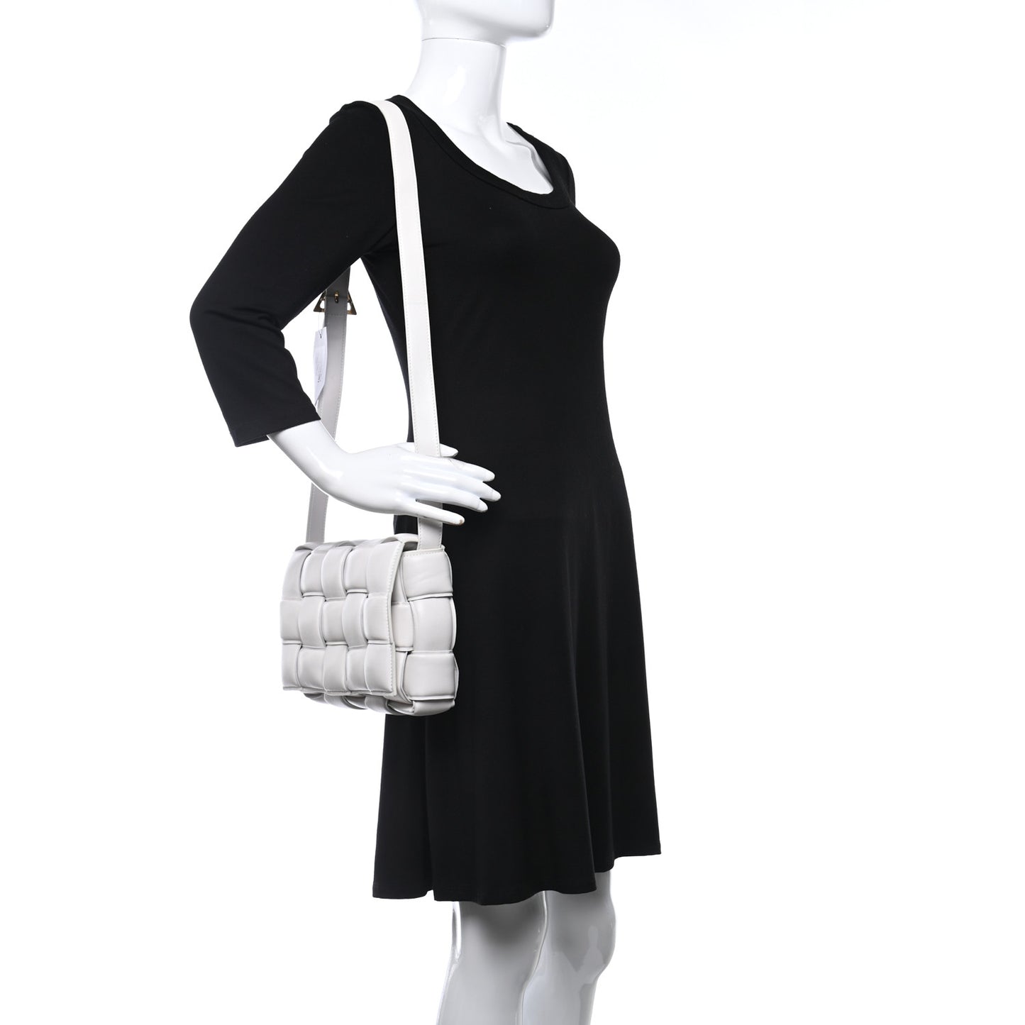 Nappa Maxi Intreccio Padded Cassette Crossbody Bag Chalk