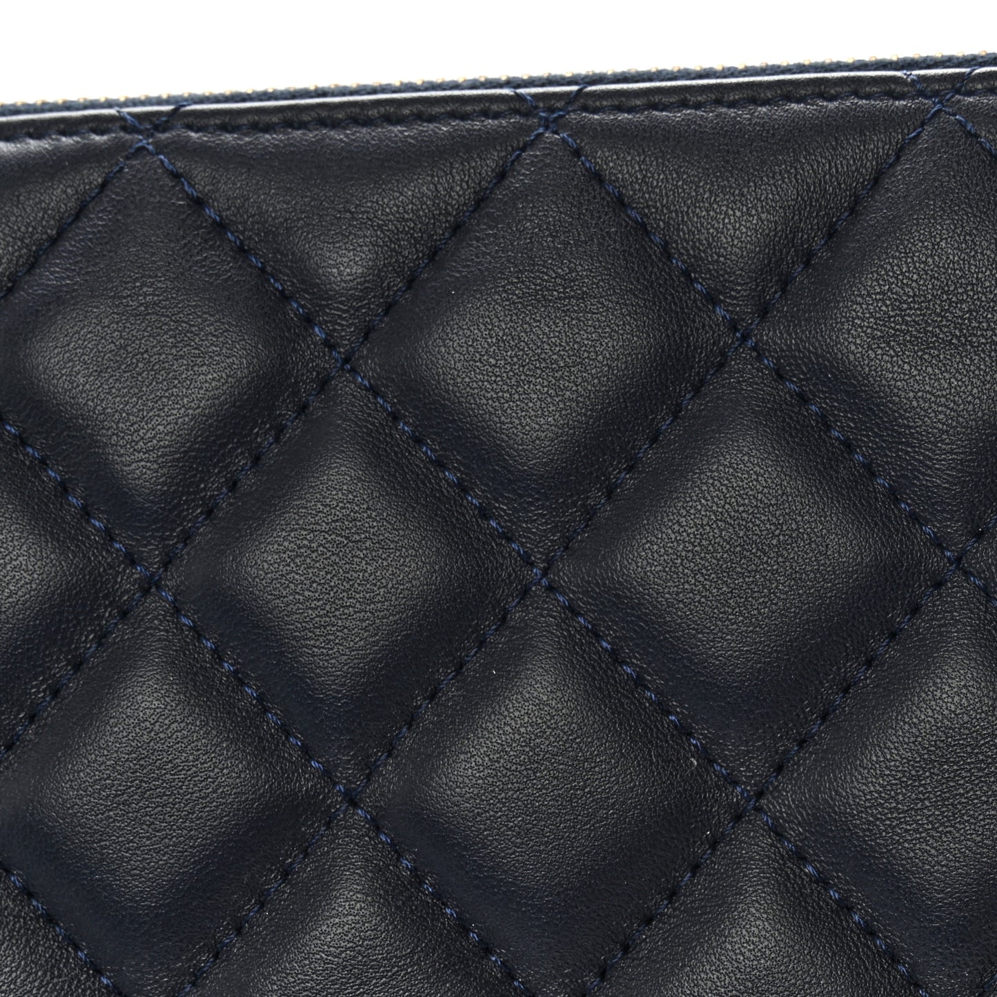 Lambskin Quilted Medium Cosmetic Case Navy Blue