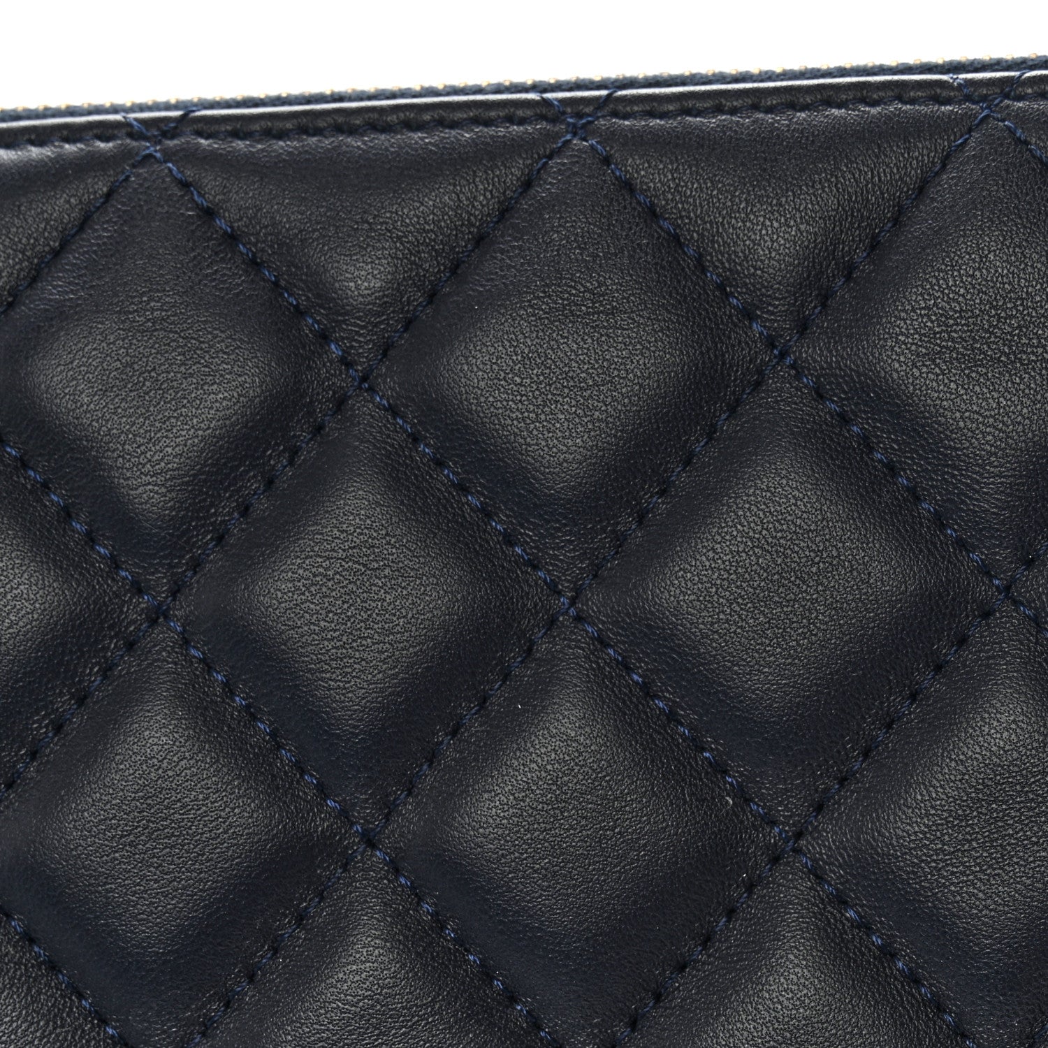 Chanel Lambskin Quilted Medium Cosmetic Case Navy Blue 11 of 12