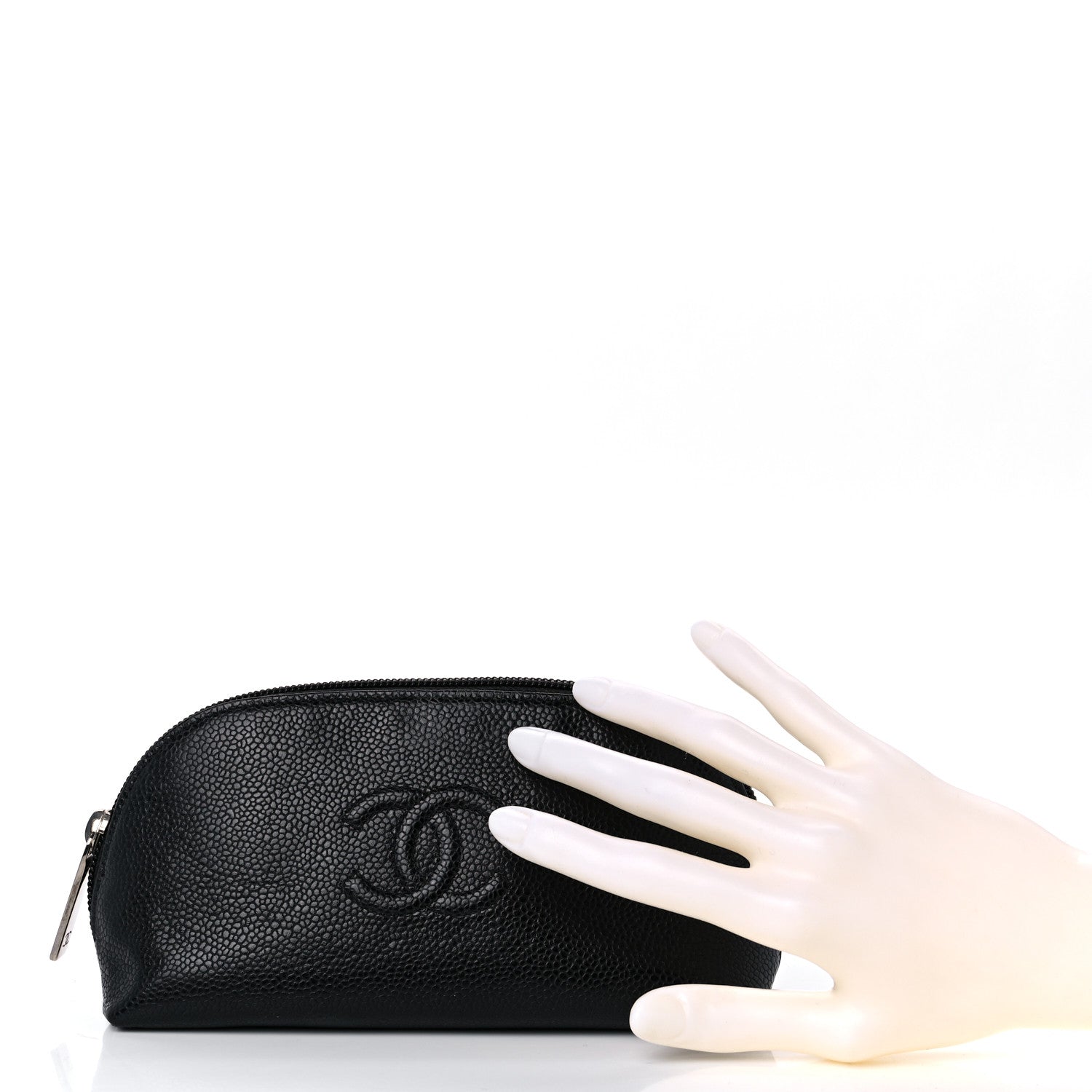Chanel Caviar Timeless CC Cosmetic Pouch Bag Black 2 of 10