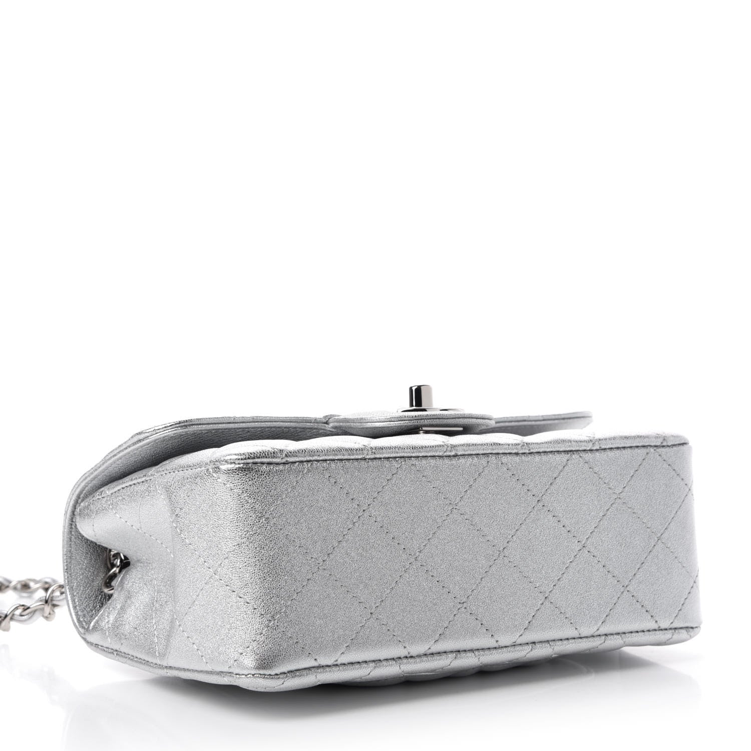 Chanel Metallic Lambskin Quilted Mini Rectangular Flap Silver 4 of 10